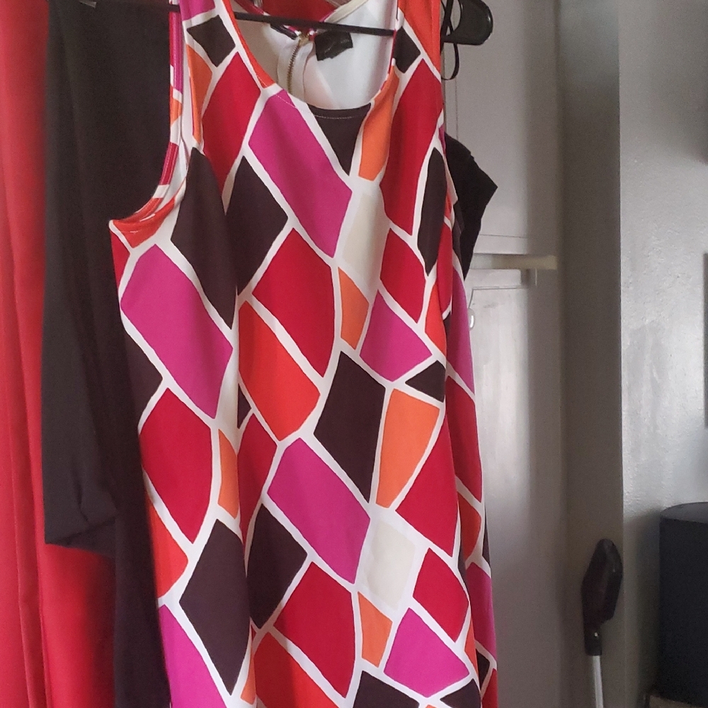 Worthington Colorful Geometric Midi Dress